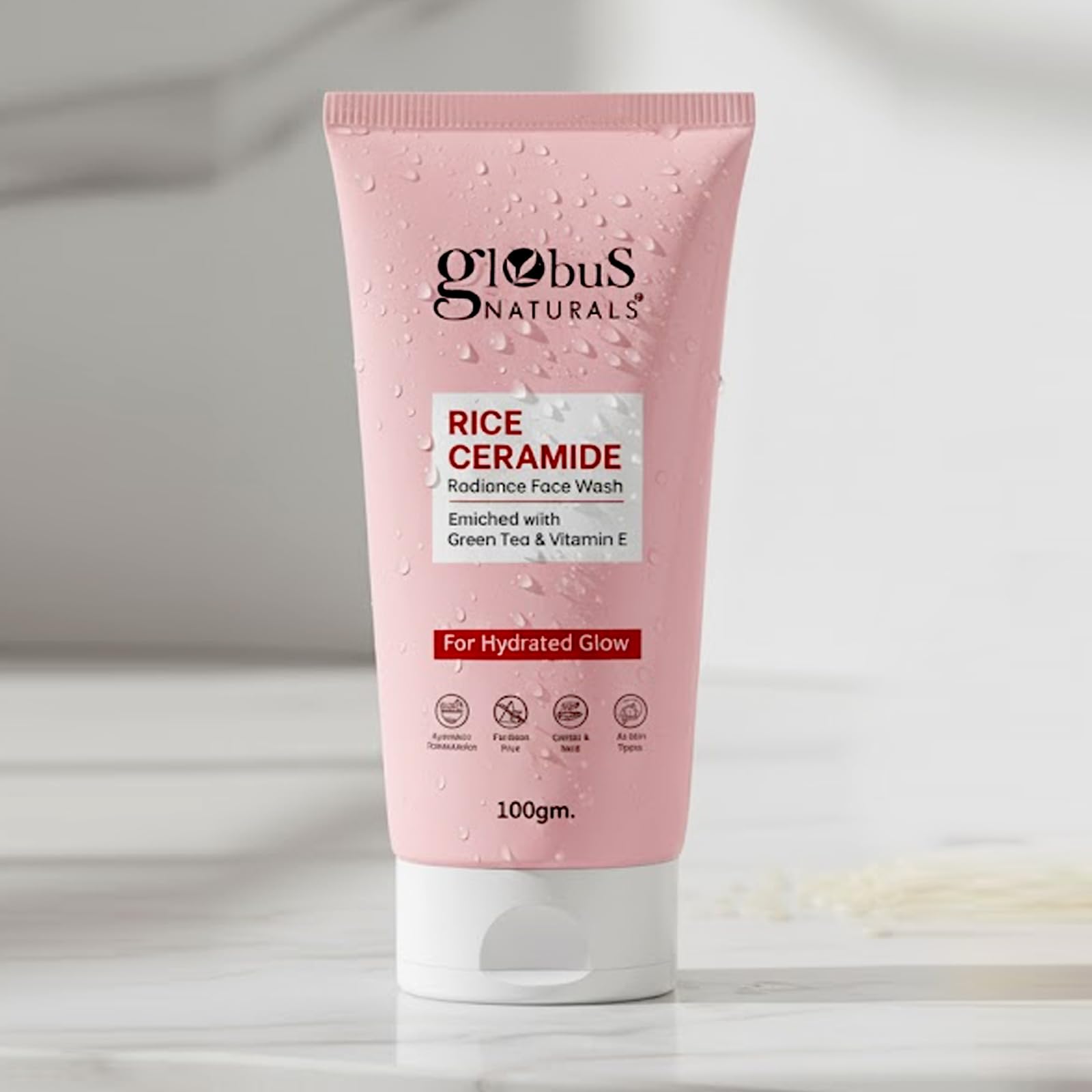 

Globus Naturals Rice Ceramide Face Wash For Hydrated Glow, Enriched with Green Tea & Vitamin E, Ayurvedic Preparation, P