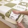Pure Cotton Cartoon Print Fitted Sheet & Solid Color Mattress Protector Three-Piece Set