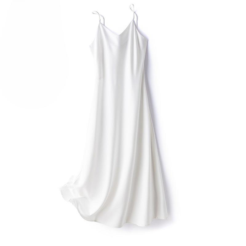 New French Satin-shaped Sexy Suspender Dress for Spring and Summer Women's Mid-length Inner Solid Color Base Skirt