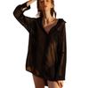 Women Fashion Sexy Color Sapel Sexy Pajama Shirt Top