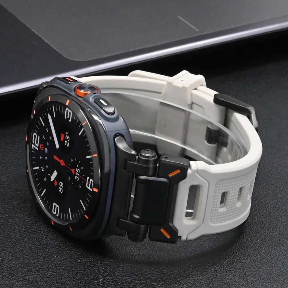Men Rubber Loop Strap for Samsung Galaxy Ultra 47mm Luxury Sports Band for SAMSUNG GALAXY ULTRA 47mm Black Orange Watch Band