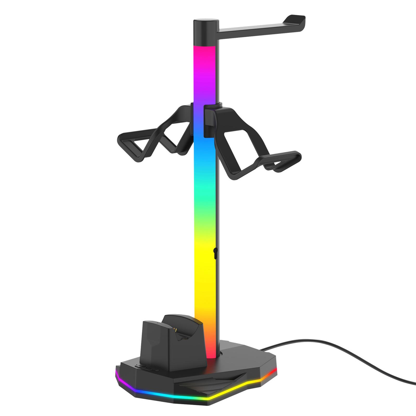 

Controller Stand RGB Earphone Display Stand for PlayStation 5/4 Controller Charger Station with RGB Light Gaming Headset Stand