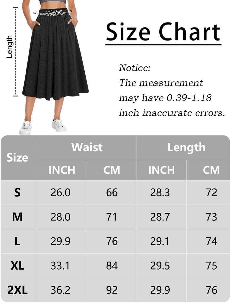 Maeau Long Loose High Size M Women's A-Line Skirt, Fit, Waist, Flattering, Workout, Casual, Commuting, Outdoor, Black,