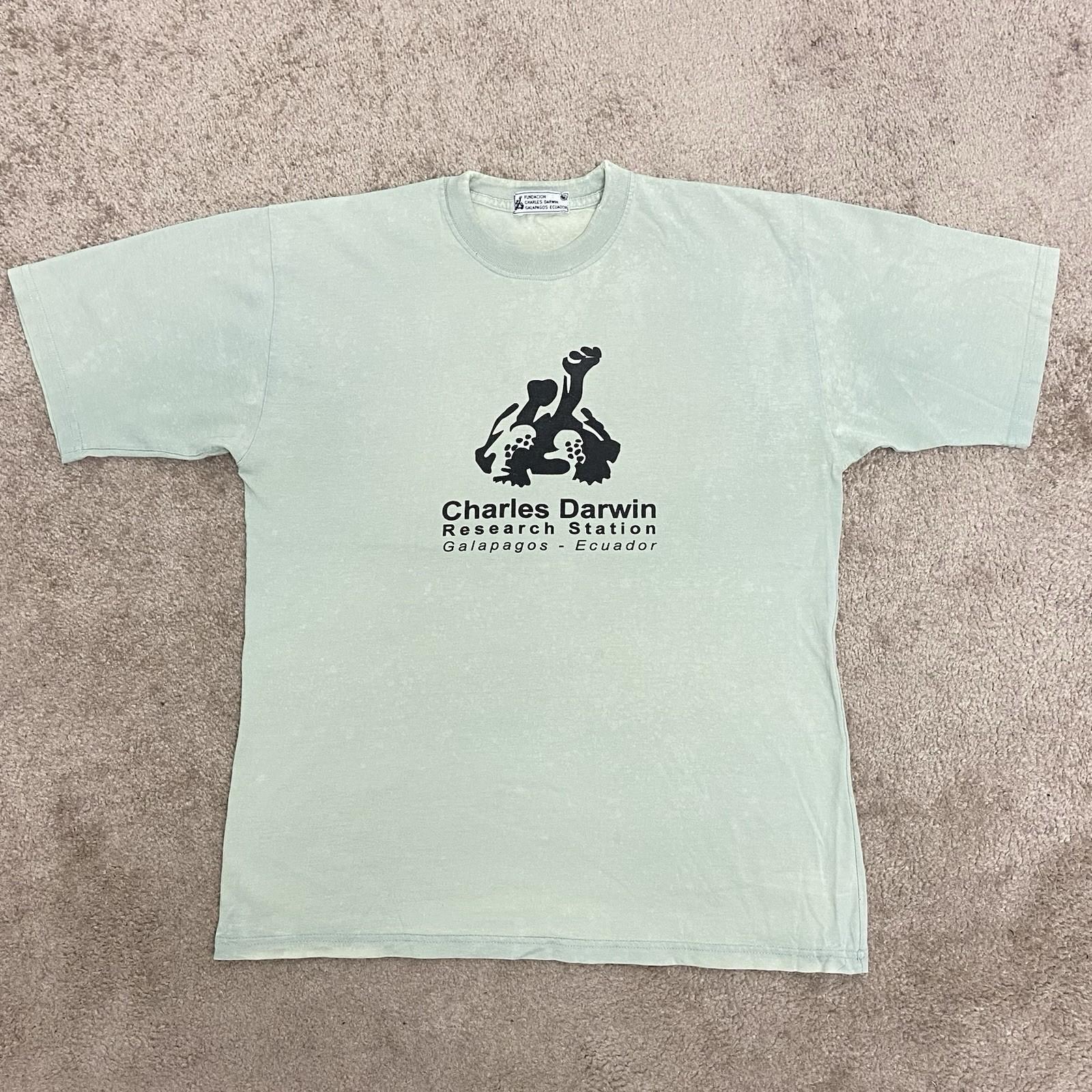 Vintage Charles Darwin T Shirt Medium Galapagos Research Station Nature Wildlife Unisex T-Shirt XXXL