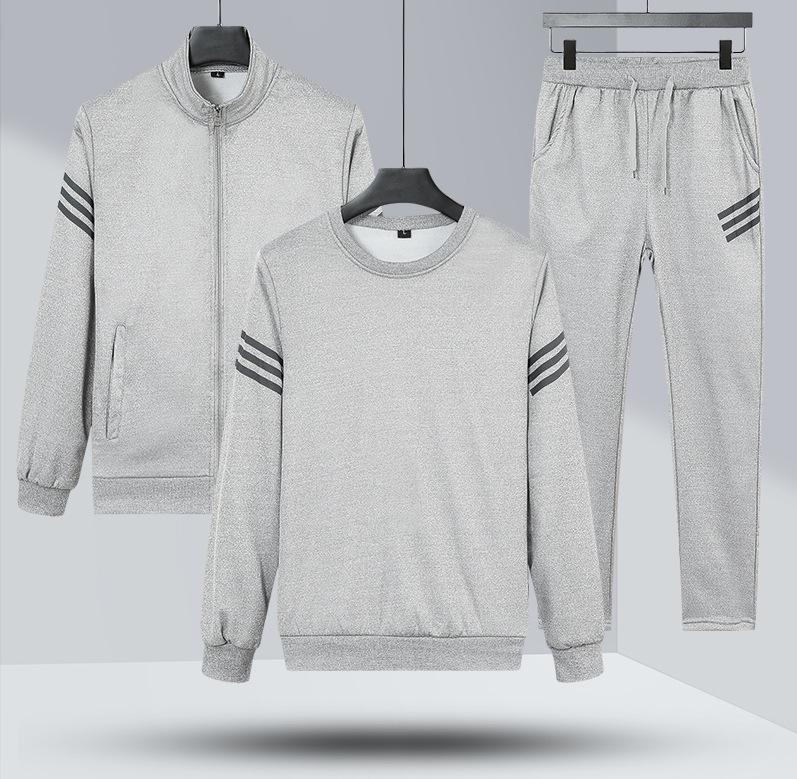 Men's Spring/Autumn Three-Piece Running Suit: Cardigan & Long Pants for Middle-Aged & Elderly Casual Wear