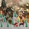 12PCS DIY Mini Christmas Tree 4.5cm Sisal Silk Cedar Desktop Decoration Small Christmas Tree Xmas New  Navidad Decor Gifts