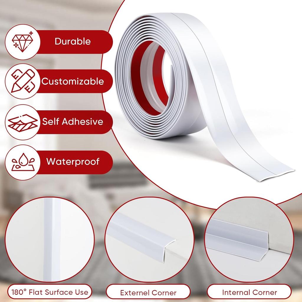 1PC 3metersx2cm Self-Adhesive PVC Wall Molding Trim Corner Guards Caulk Strip Table Edge Door Frame Baseboard for Protection Sea