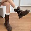 Thick-soled New Summer and Autumn Xinjiang Travel Medium Tube Brown Short Boots Martin Boots Women's Boots Western Niche 2025 Retro
