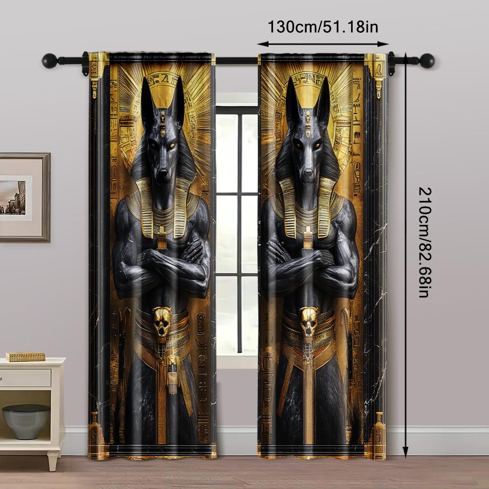 2pcs   Curtains&Window Treatment Inspired by Egypt Anubis Machine Washable (without Rod) Stuff Clearance for Bedroom   Living