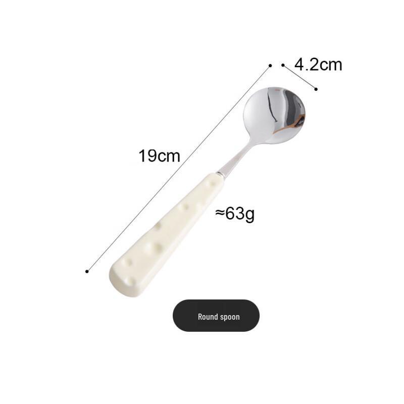 

Wutuo 304 Stainless Steel Ceramic Handle Cheese Round Spoon Set