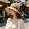 Women Sun Hat, Small Brim Straw Fisherman Hat, with Bow Decor Sun Protection UV Block Hat for Summer Outdoor Travel