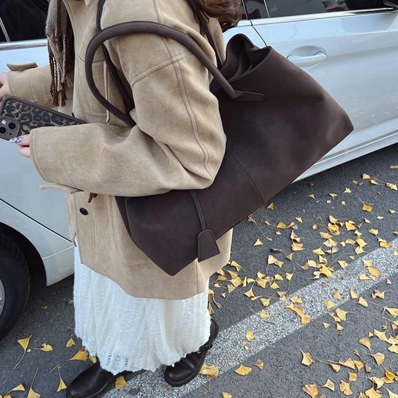 Faux Suede Solid Color High Quality Fashionable Versatile Handbag Women's Large Capacity Winter Daily Shoulder Bag