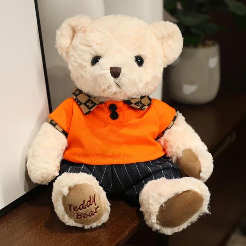 High Quality Soft Teddy Bear Plush Toys Tie Bear Doll T-shirt Paul Teddy Bear  Cute Pillow Animal Cushion Children Birthday Gift
