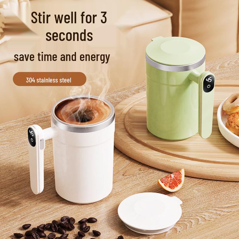 Kreativer Selbstumrührender Kaffeebecher mit Magnetischer Ladefunktion und Temperaturanzeige