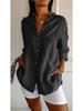 Women's Hot Seller European Lapel Pleated Shirt with Roll-Up Sleeves