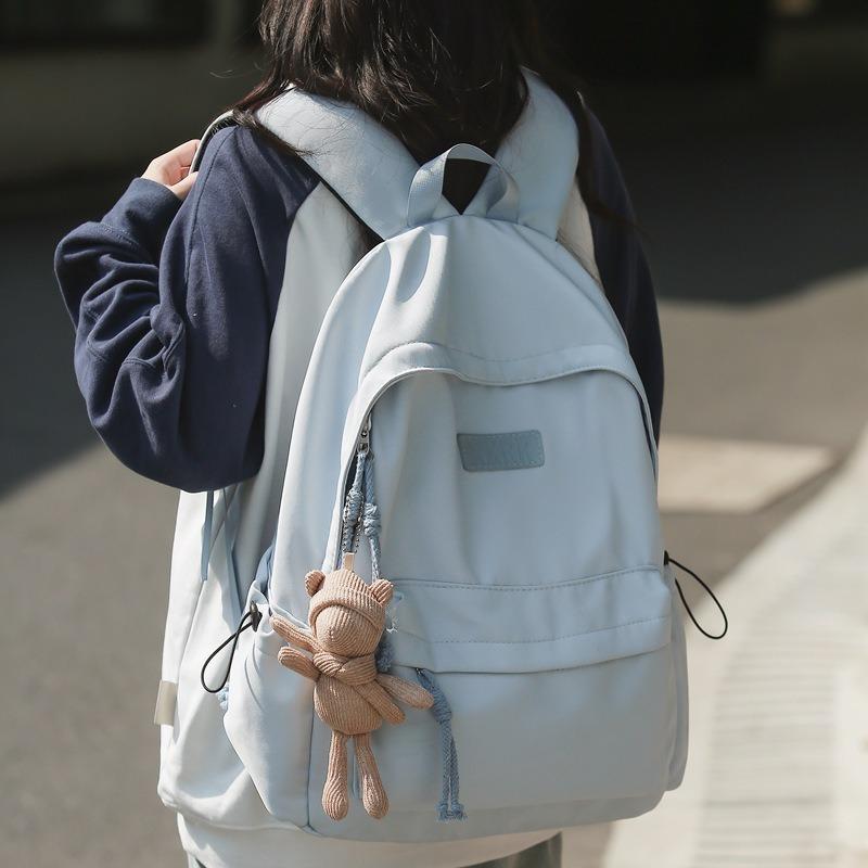 School bag female Korean version ins Harajuku simple college student literary backpack large capacity white Mori backpack