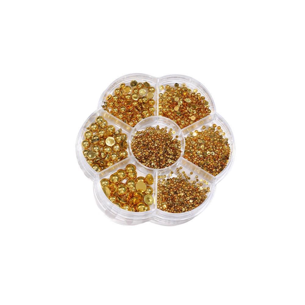 Mini Gold & Silver Half-Round Beads: Versatile Nail Art Decorations