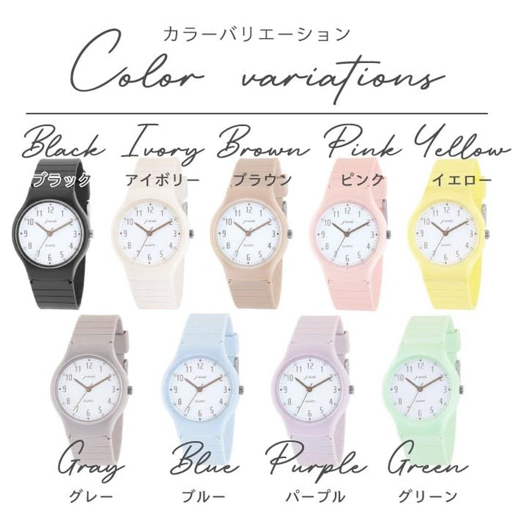 J-AXIS Nuance Color Watch TCL74-BK Unisex Pastel Earth Tones Simple Easy-to-Read Lightweight Black