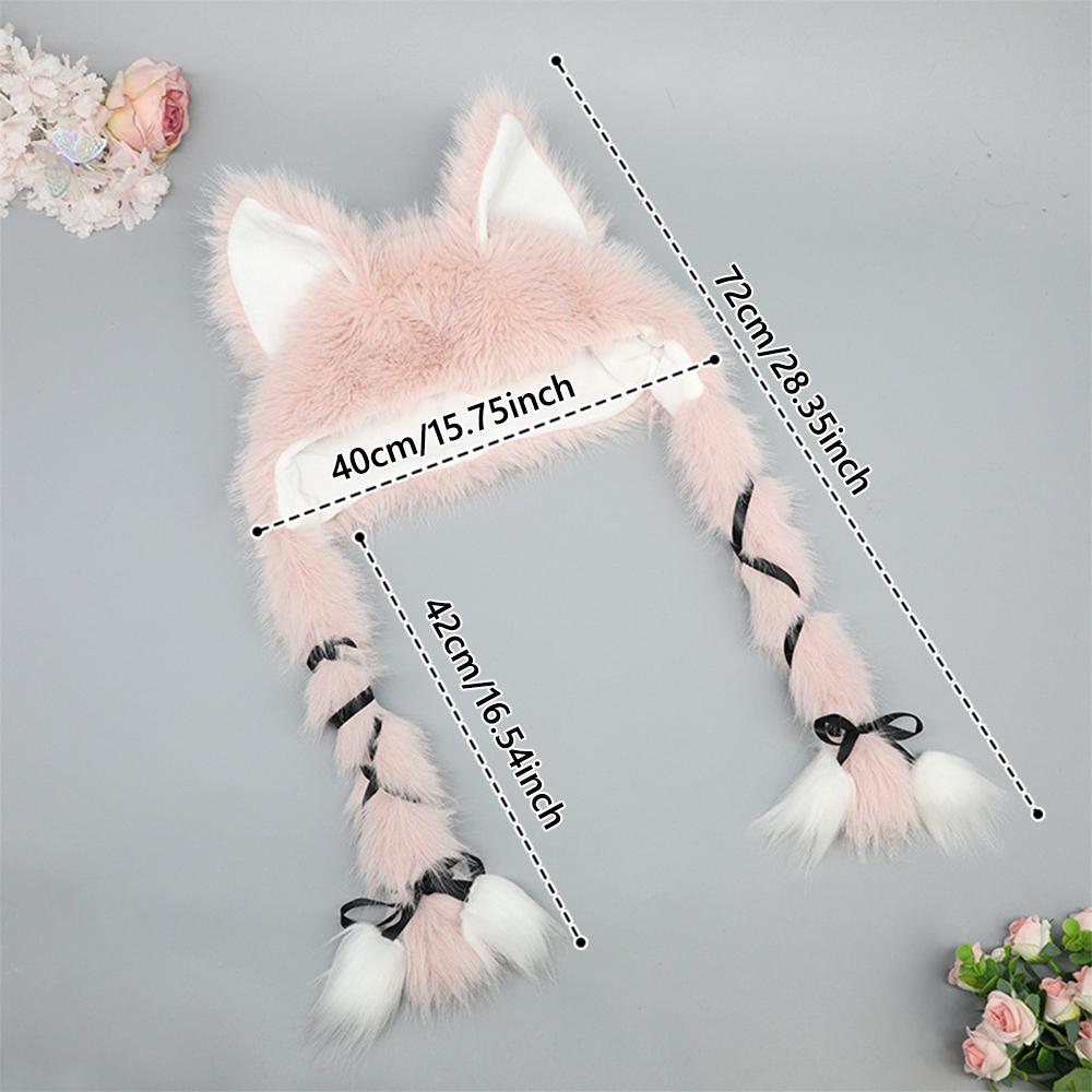 Fursuit Fur Plush Warm Hat Fluffy Costume Party Hat Outdoor Cat Ears Headwear
