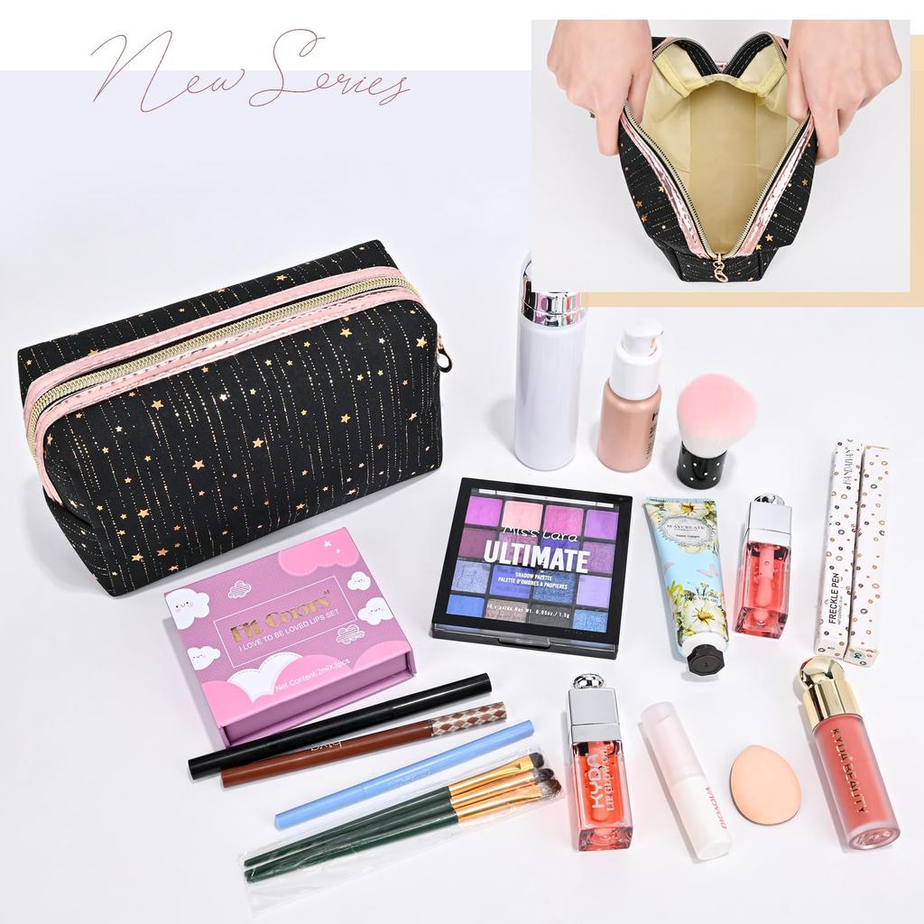 Newseego Small Makeup Cosmetic Large Storage Gadget Travel Black Women's Pouch, Pouch, Cute, Capacity, Stylish, Water-Repellent, Pouch, Case,