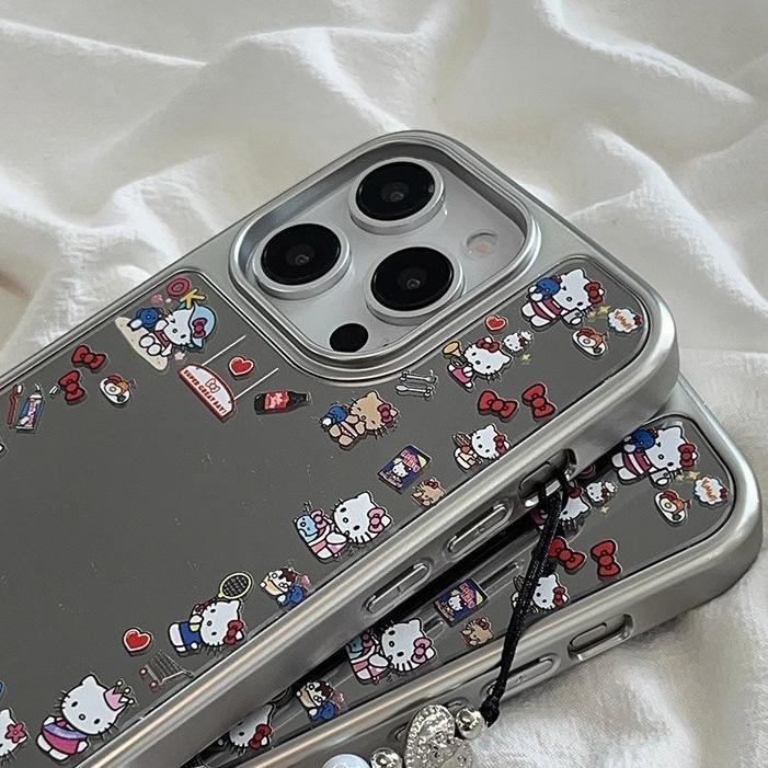 High Definition Makeup Mirror Iphone13 Personalized Hello Kitty Apple 17 Mobile Phone Case 14promax Mirror 15 Anti-drop 11