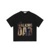 Czarny T-shirt The Walking Dad z graficznym sylwetkowym wizerunkiem ojca i dziecka do noszenia na co dzień
