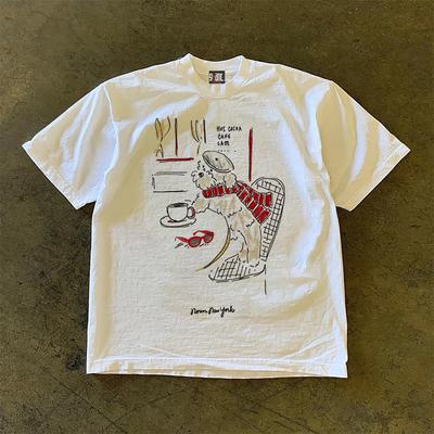 Pure Cotton 3a260g Double Weave Loose Fit Short Sleeve Tshirt Unisex American Retro Style Breathable Summer Top For Couples