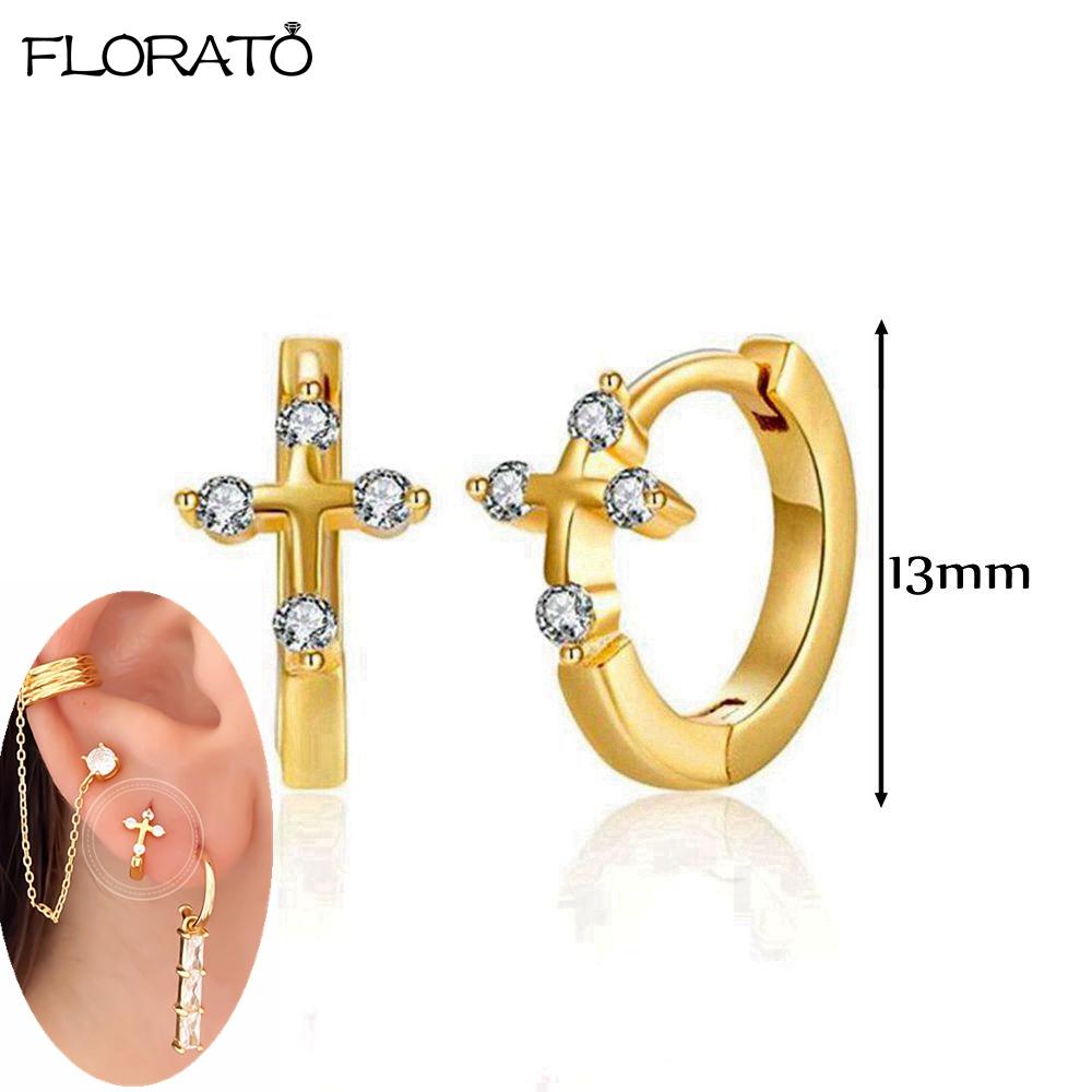 925 Silver Needle 11/13mm Small Hoop Earrings for Women Circle Piercing Huggie Earrings Multicolor Zircon Earrings Party Jewelry