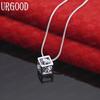 925 Sterling Silver Square Zircon Pendant Necklace Fashionable Wedding Jewelry