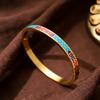Hot-selling Titanium Steel Enamel Painted Bracelet K Vacuum Electroplating Women's Retro Personalized Oil Drip Titanium Steel Bracelet