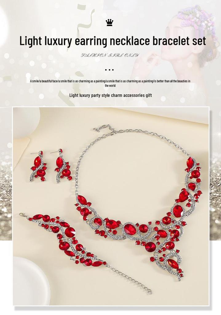 Retro Modeschmuck Set: Elegantes Halsketten-, Ohrring- und Armband-Set für Abendkleider