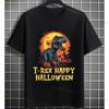 Unisex  Unisexs Funny Trex Happy Halloween Graphic Tshirt Pure Cotton Shortsleeve Casual Humor Style Tshirt Outdoor Clothing