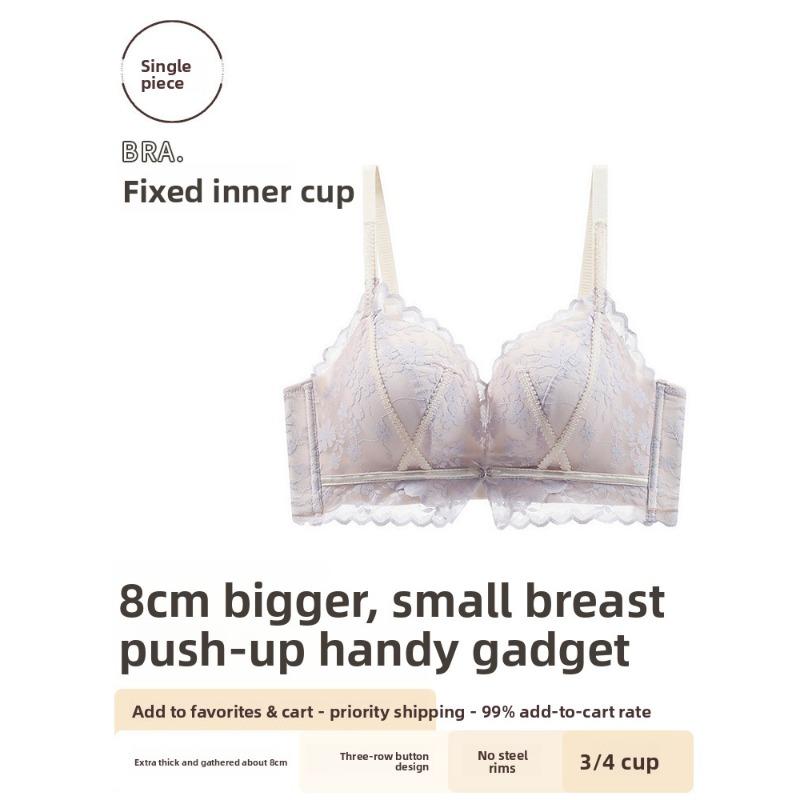 

Female Summer Sexy Lace Small Bosom Gathers To Show Big Close Assistant Milk To Prevent Drooping Underwear 32/70AB фиолетовый