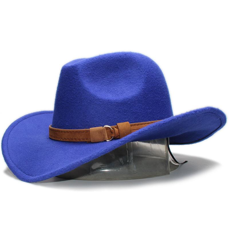 Retro casual lucky knot belt autumn and winter men's and women's woolen trend western denim big edge shading high-quality top hat