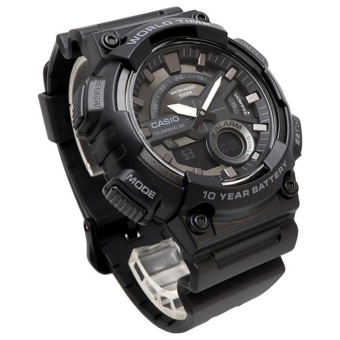 [Casio] Casio World Time Analog-Digital Quartz Watch AEQ-110W-1BV Men's Black Reverse LCD Black