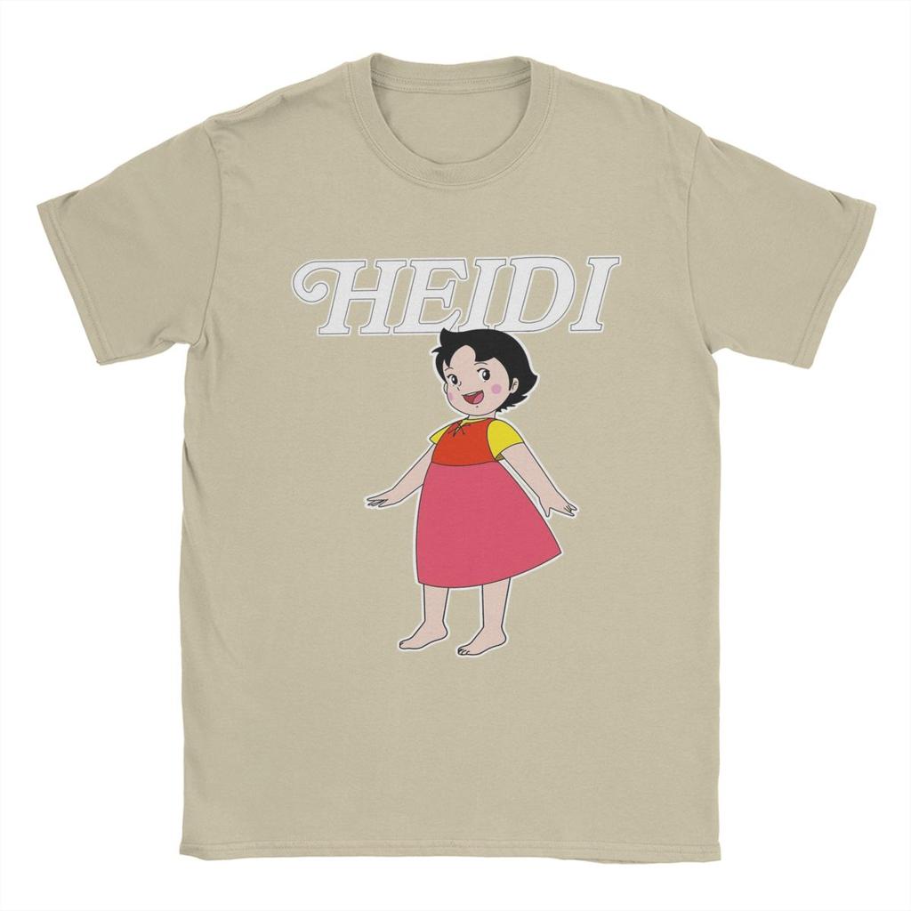 Freizeit Cartoon Heidi T-Shirts für Herren O-Ausschnitt 100% Baumwoll T-Shirt Kurzarm T-Shirt Übergröße Kleidung
