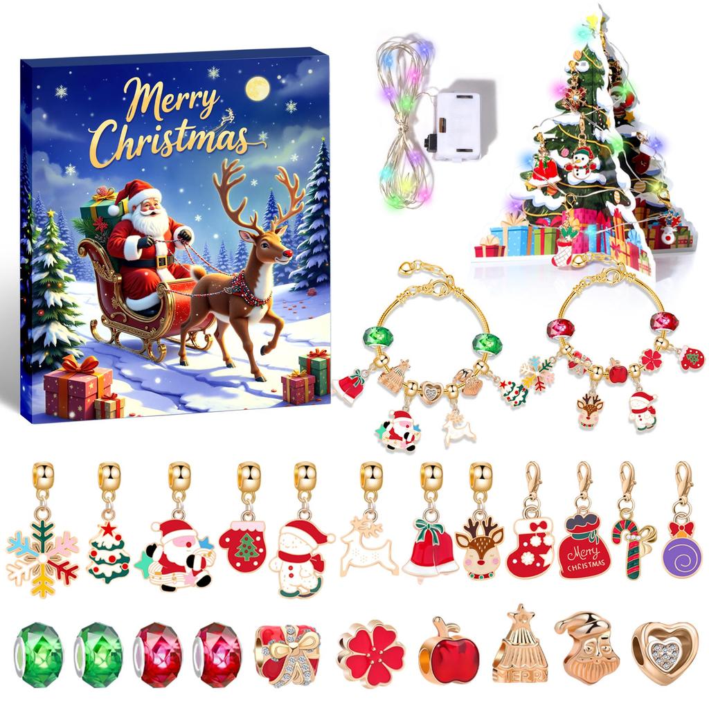 DIY Christmas Bracelet Set with Snowman Charm - Advent Gift for Kids, European & American Style