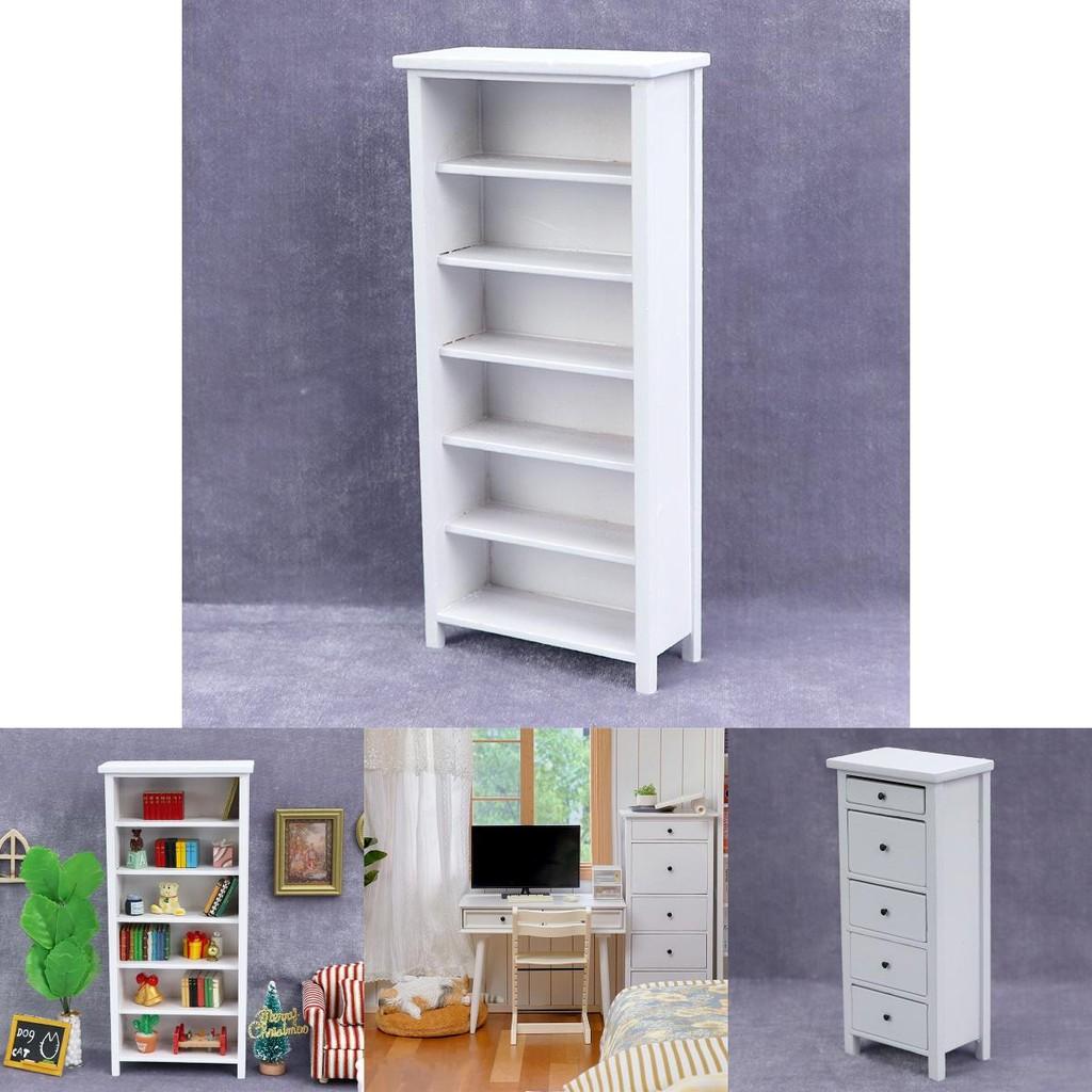Modern Minimalist White Dollhouse Miniature Furniture Model Storage Cabinet