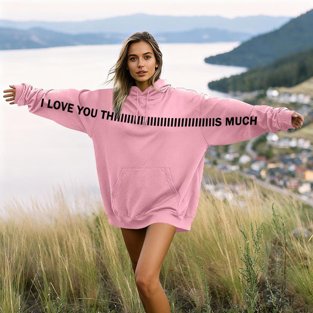 Damen Modisches Lässiges Langärmeliges Paare Buchstaben-Print Kapuzen-Sweatshirt