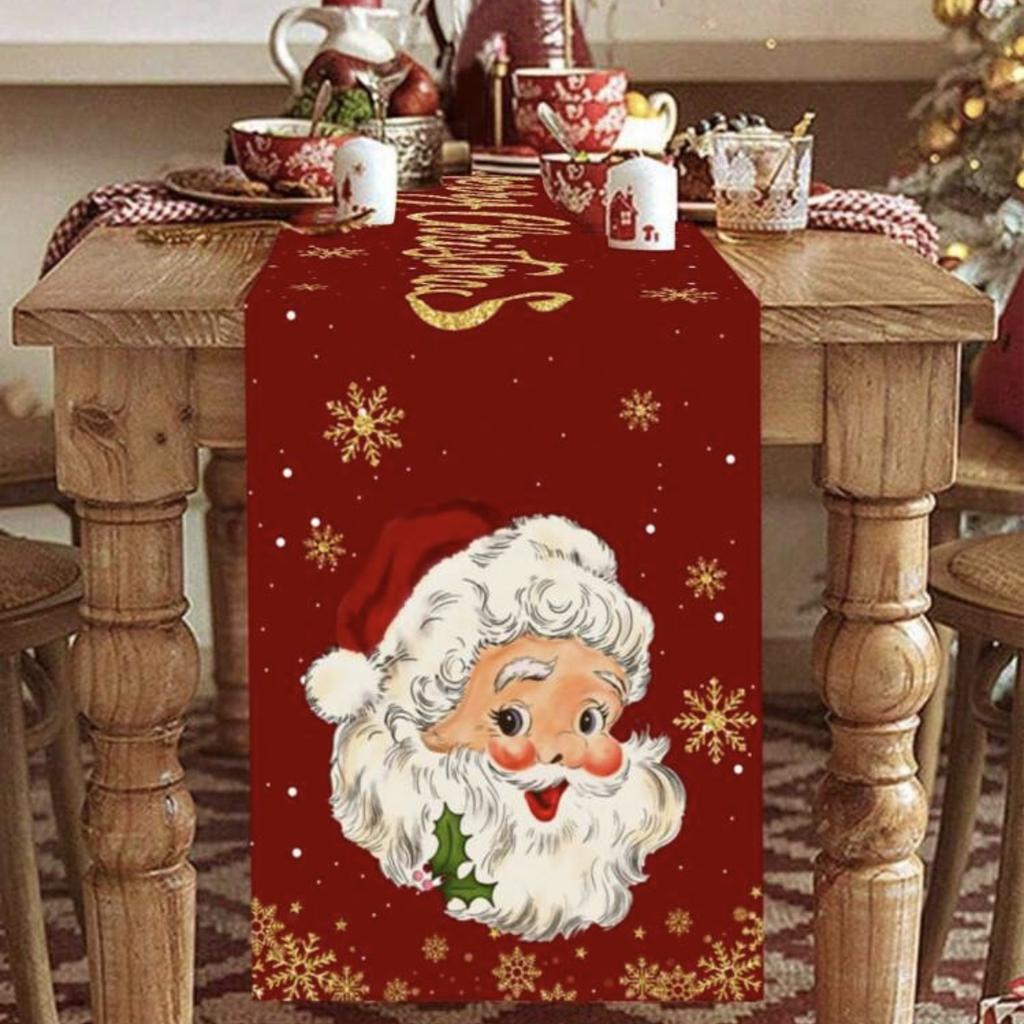 1pc 30*180CM Christmas Linen Table Runner Merry Christmas Decoration for Home Xmas Table Decor 2025 Navidad Notal Noel Ornament