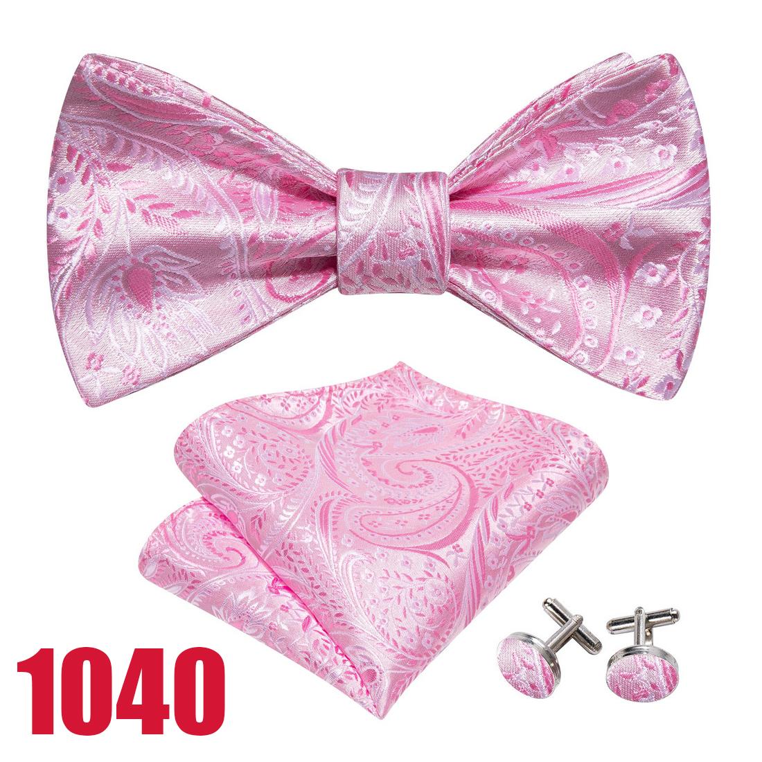 

Barry.Wang Mens Bowties Тканий шовк Пейслі Самостійна краватка Боуті Ханкі Запонки Весілля Офіційний Крават LH-1040