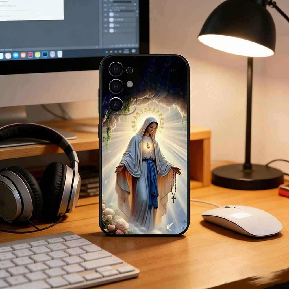 Virgin Mary Phone Case For Samsung S25,S24,S21,S22,S23,S30,Ultra,S20,Plus,Fe,Lite,Note,10,Black Cover