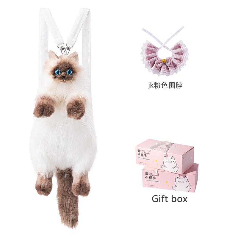 Cute Siamese Cat Plush Backpack for Girls Adorable Doll Bag Warm Winter Surprise Gift for Girlfriend