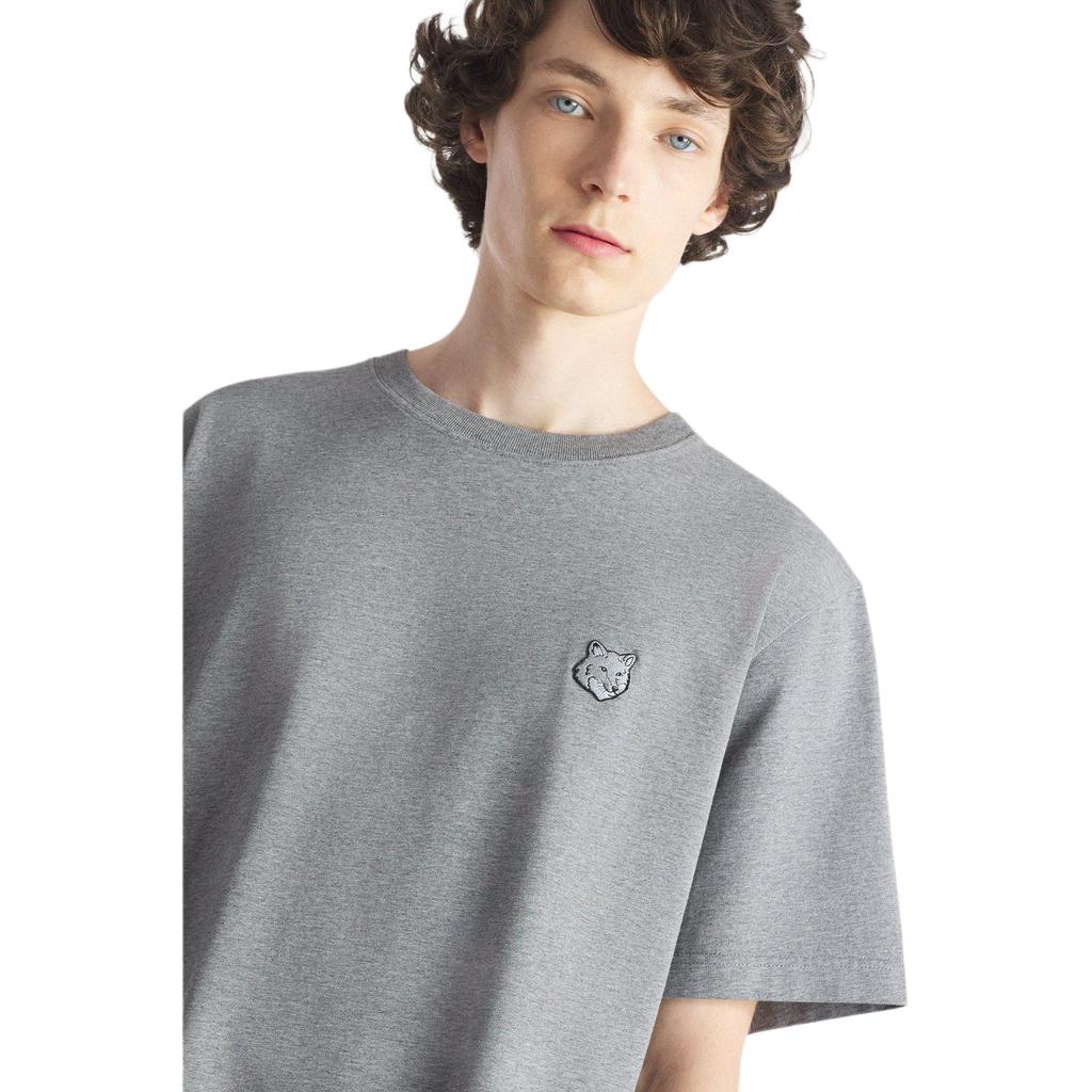 Maison Kitsune SS24 Fox Head Patch Loose Short Sleeve T-Shirt Men Tops Dark-Gray LM00107KJ0119-H170