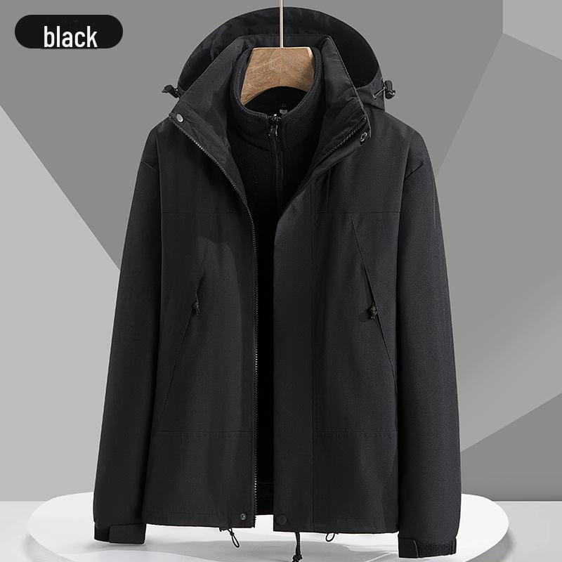 

Комплект флисовой куртки для активного отдыха 3 в 1 для мужчин и женщин с логотипом, съемная конструкция для походов L чистый/чёрный