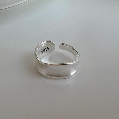 New 925 Silver Open Rings for Women Fashion Couple Handmade Smooth Wide Irregular Ring Prevent Allergy Jewelry Gifts