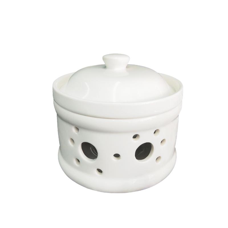 Hollowed-out Design Ceramic Stew Bowl Heat Preservation Stew Bowl Candle Heater 5 inch белый
