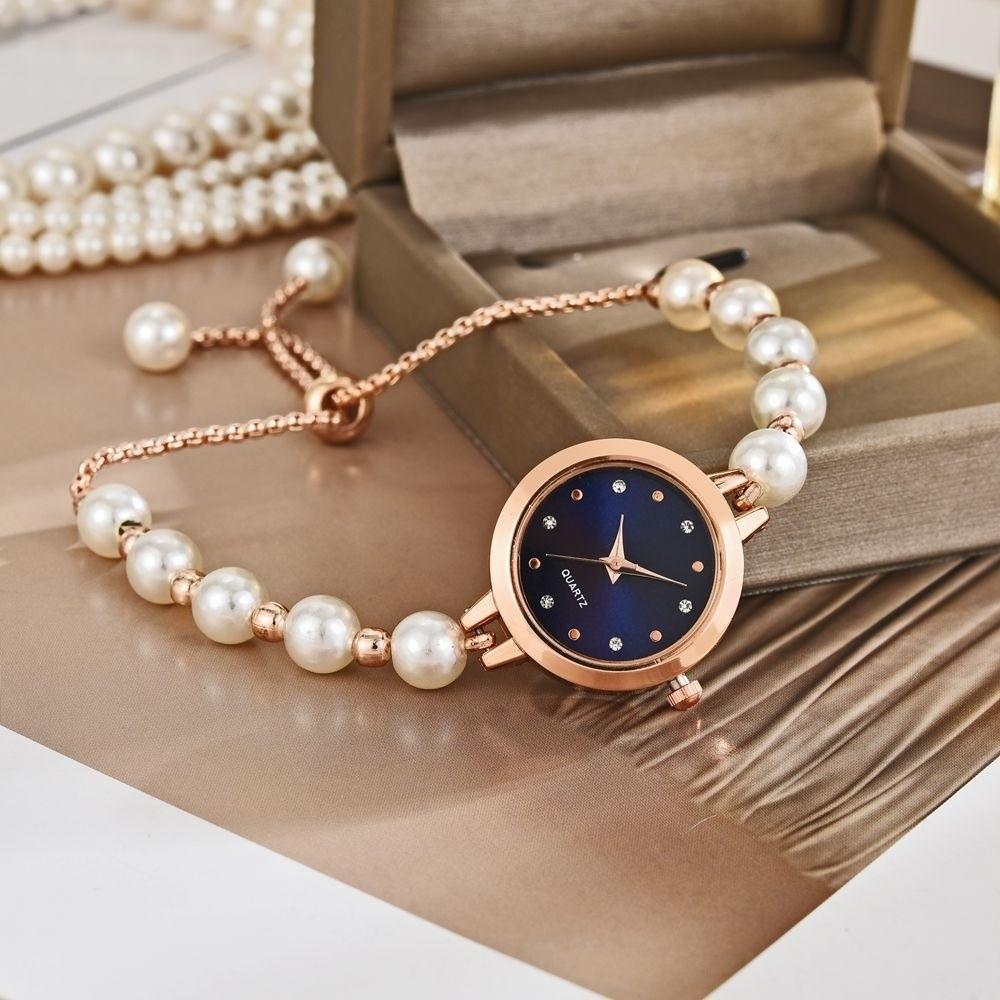 Adjustable Quartz Watch Precise Women's Watch Trendy Pearl Bracelet Watch  Birthday Gift