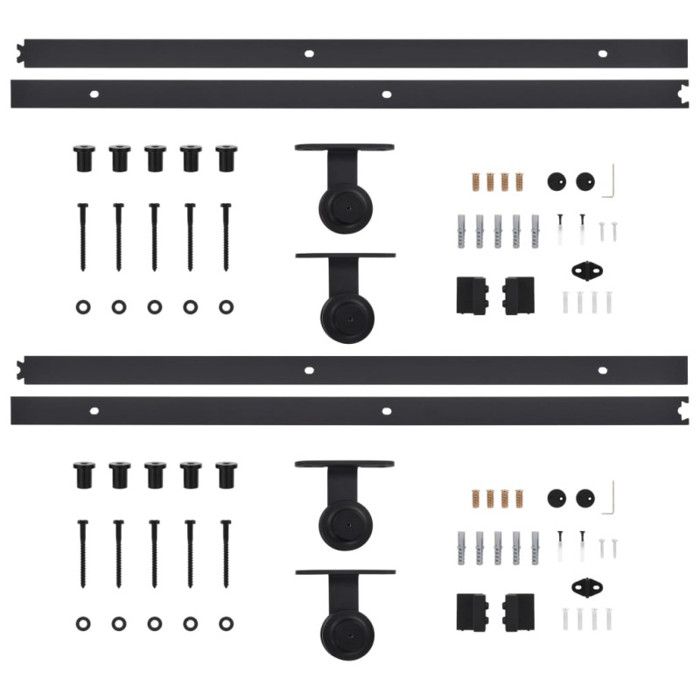VidaXL 2x Kits de Fixation pour Porte Coulissante Système de Porte Coulissante Cuisine Bureau Grange Intérieur Maison 200 cm 3059843