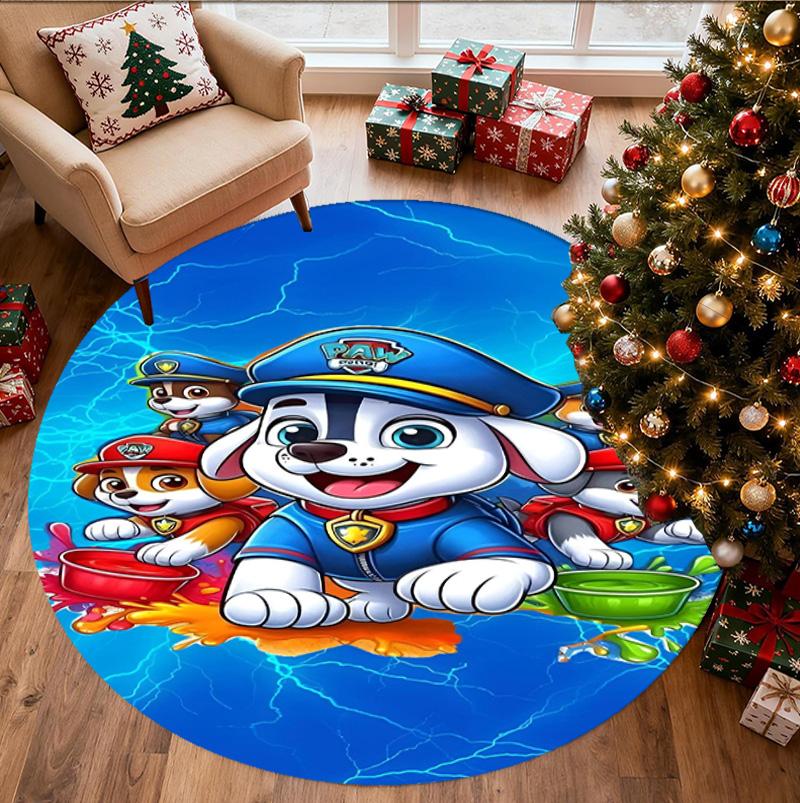 PAW Patrol Pattern Round Rug, Indoor/Outdoor Mat, for Picnic, Gameroom, Bedroom, Office, Living Room, Home Decor Carpet, Birthday Gift